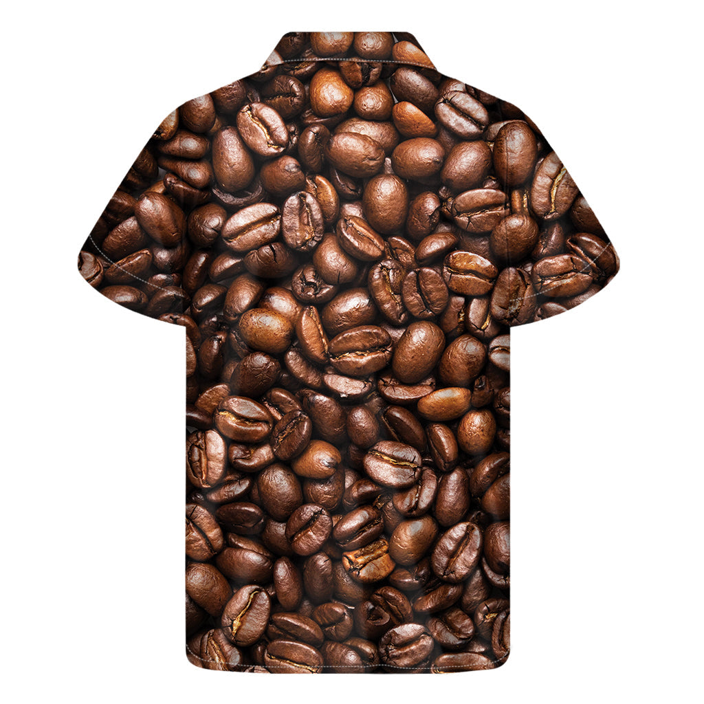 Roasted Coffee Bean Print Hawaiian Short Sleeve Shirt - 2