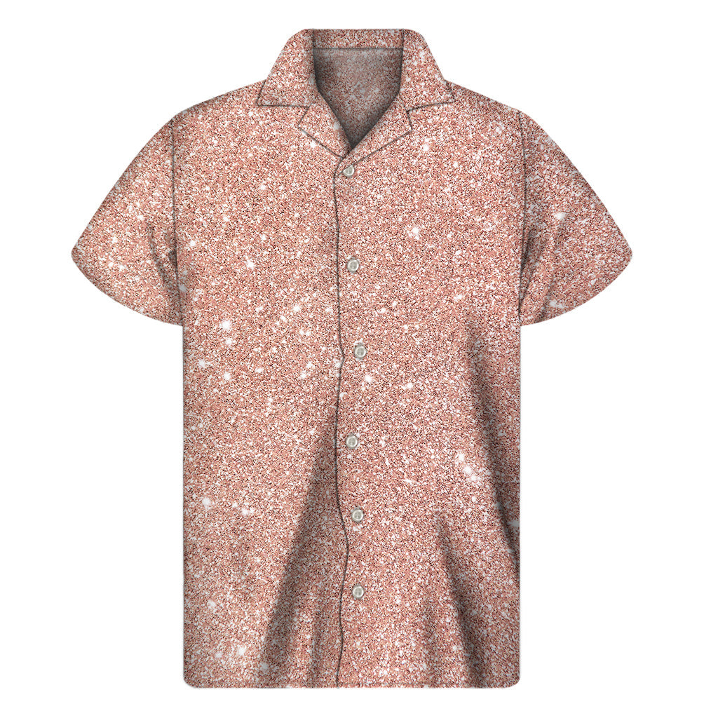 Tropical Elegance: Rose Gold Hawaiian Short Sleeve Shirt - 1
