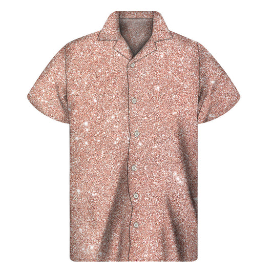 Tropical Elegance: Rose Gold Hawaiian Short Sleeve Shirt - 1