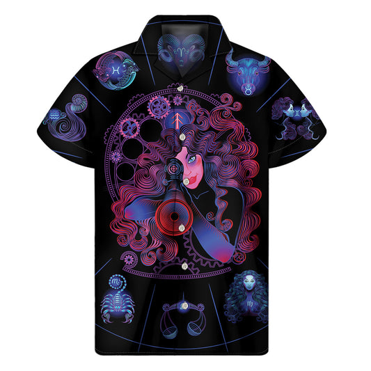 Hawaiian Astrology: Sagittarius and Astrological Signs Print Short Sleeve Shirt - 1