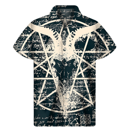 Satanic Goat Skull Symbol Hawaiian Short Sleeve Shirt - 1