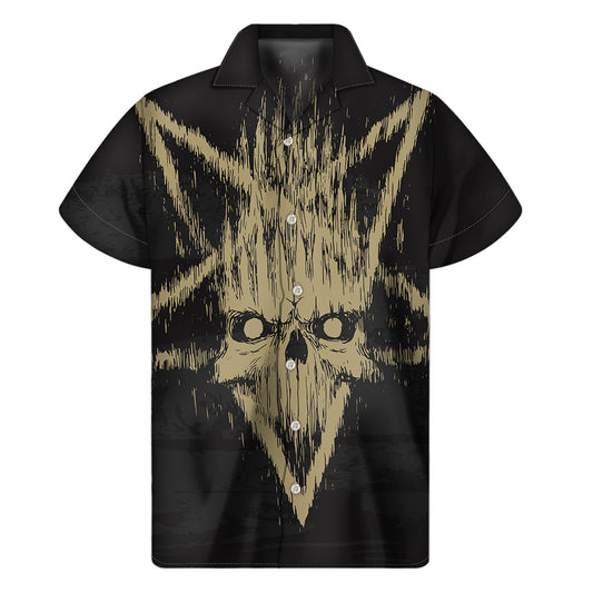 Satanic Pentagram Skull Hawaiian Short Sleeve Shirt - 1