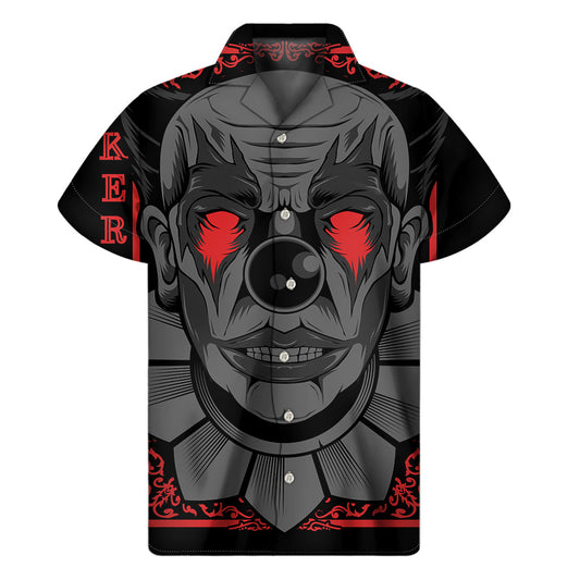 Island Joker: Hawaiian Short Sleeve Shirt with Scary Card Print - 1