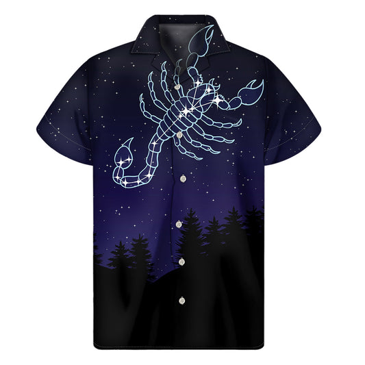 Scorpio Constellation Hawaiian Print Short Sleeve Shirt - 1