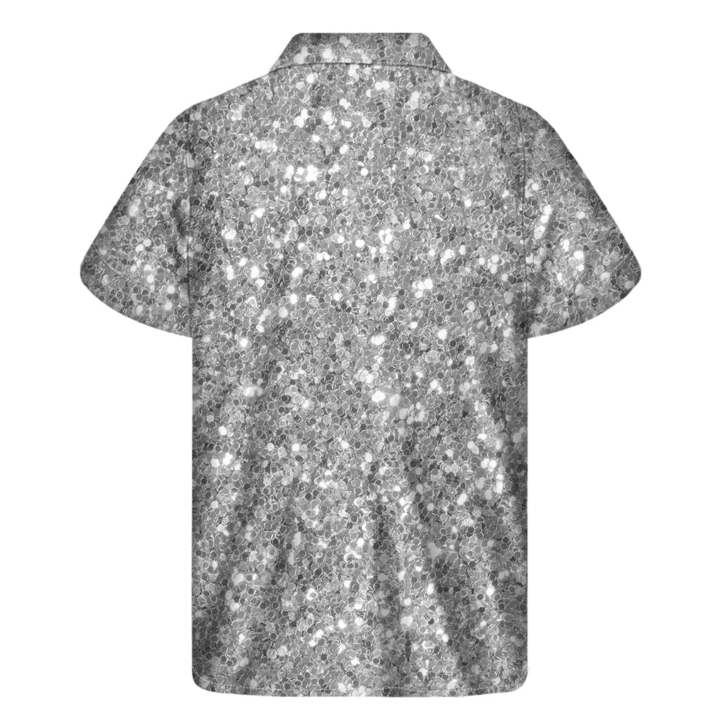 Sizzling Silver Glitter Hawaiian Shirt for Men - 2