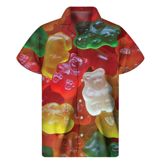 Gummy Bear Aloha: Men's Hawaiian Short Sleeve Shirt - 1