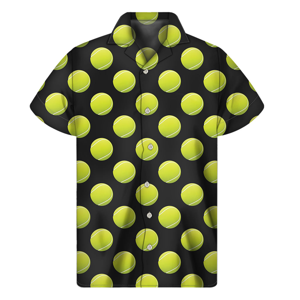 Tropical Tennis: Hawaiian Short Sleeve Shirt with Tennis Balls Pattern - 1