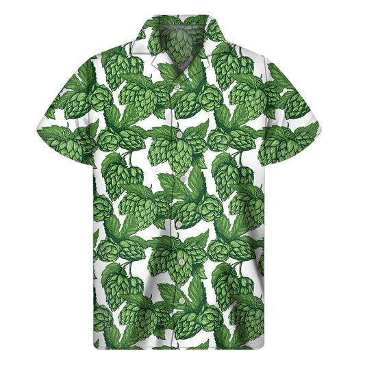 Vintage Hop Cone Pattern Hawaiian Short Sleeve Shirt - 1