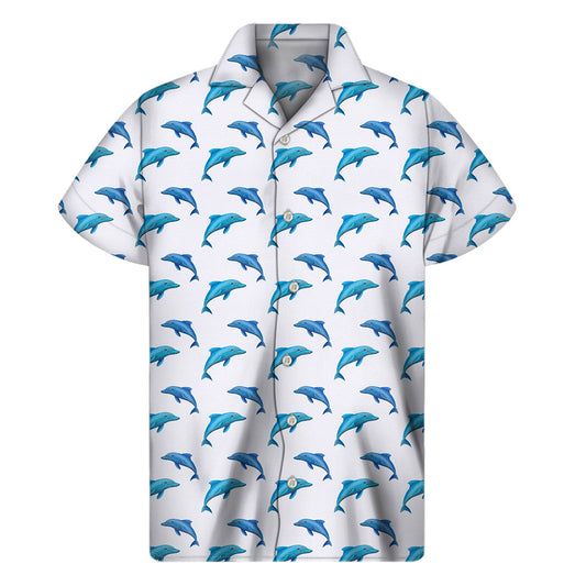 Watercolor Dolphin Hawaiian Short Sleeve Shirt - 1