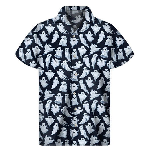 White Ghost Pattern Hawaiian Aloha Shirt - 1
