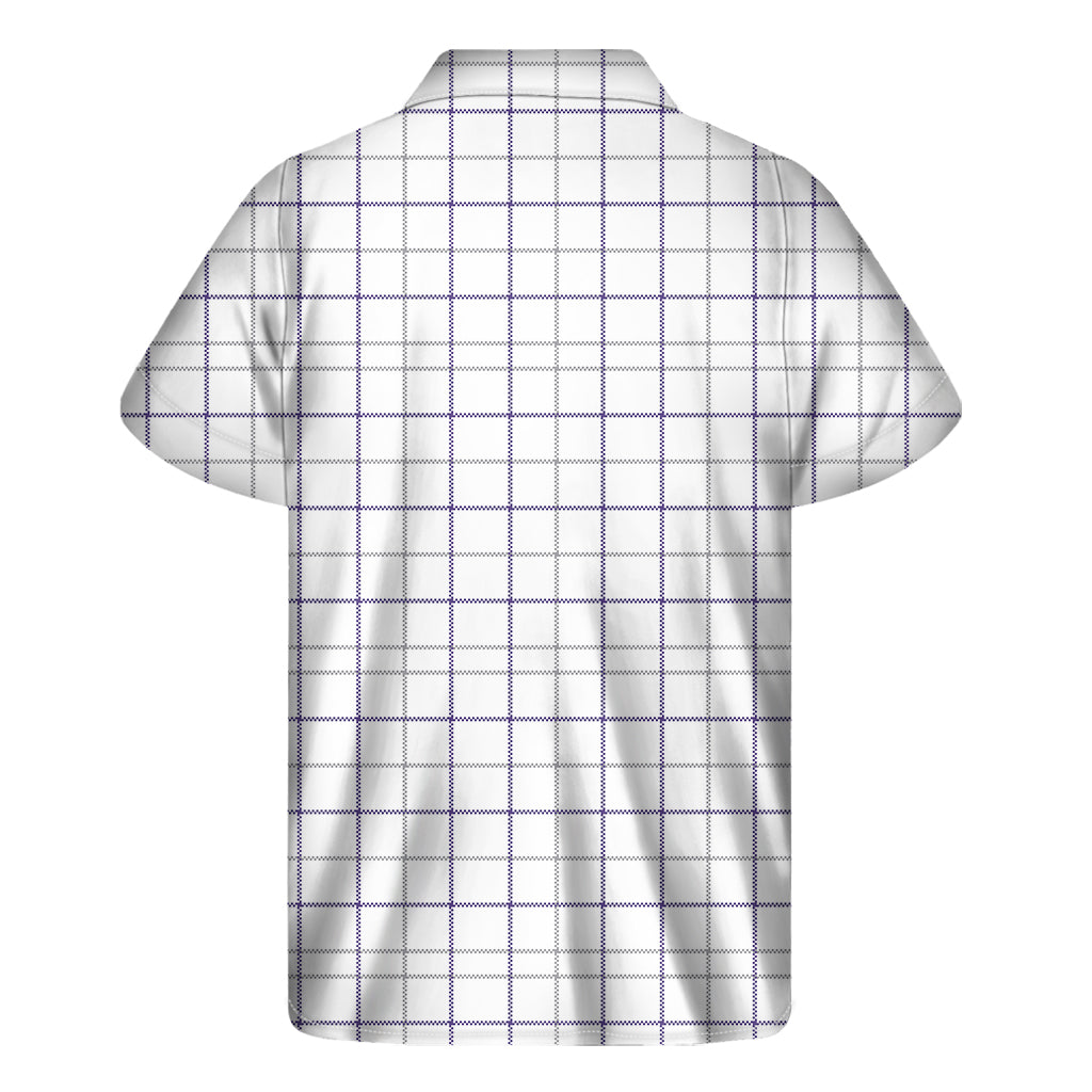 Island Charm: White, Grey, and Purple Tattersall Print Hawaiian Short Sleeve Shirt - 2