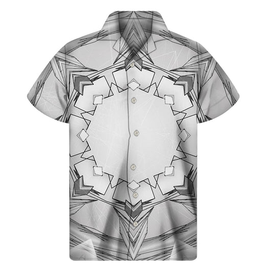 Kaleidoscope Kauai: Men's Hawaiian Short Sleeve Shirt in White - 1