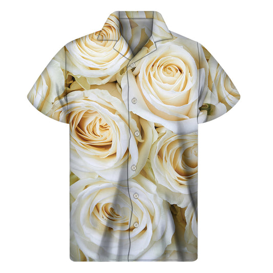 White Rose Hawaiian Men's Tropical Short Sleeve Shirt - 1