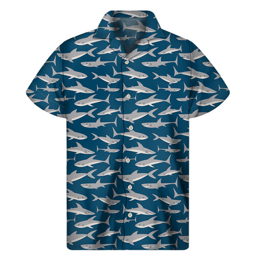 Shark Attack Hawaiian Style: Men's Short Sleeve Shirt - 1