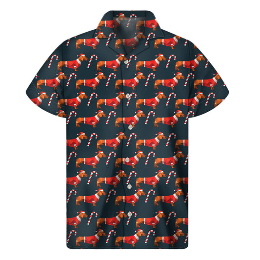 Hawaiian Dachshund Print Short Sleeve Shirt - 1