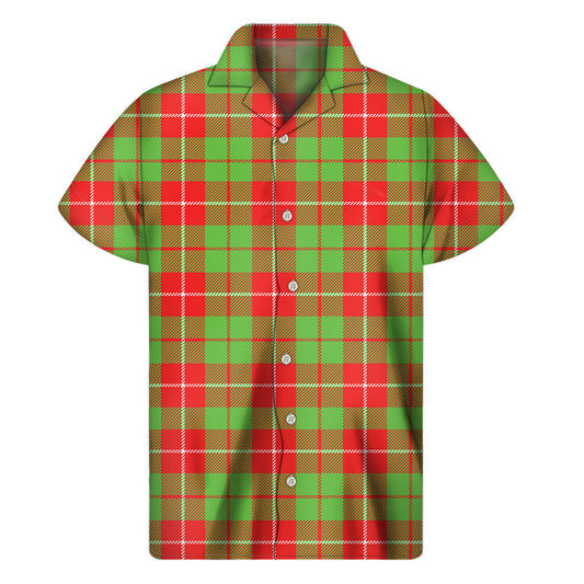 Island Vibes: Hawaiian Plaid Print Short Sleeve Shirt - 1