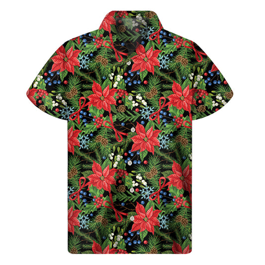 Paradise Poinsettia: Hawaiian Short Sleeve Shirt for Men - 1