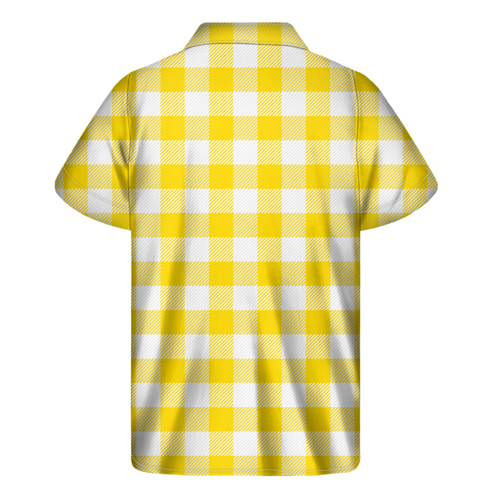 Sunny Days: Hawaiian Yellow and White Buffalo Check Print Short Sleeve Shirt - 2