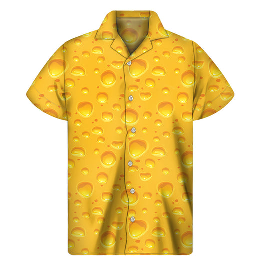 Cheese Print Hawaiian Mens Short Sleeve Shirt - 1