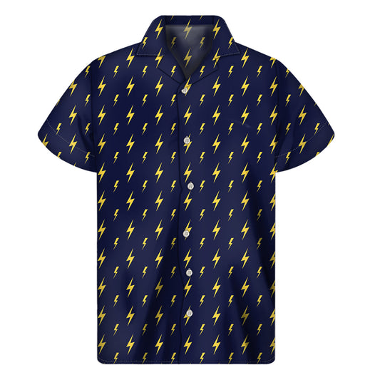 Lightning Bolt Aloha: Hawaiian Short Sleeve Shirt in Yellow - 1