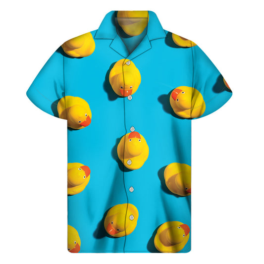 Sunny Days in Paradise: Hawaiian Rubber Duck Print Short Sleeve Shirt - 1