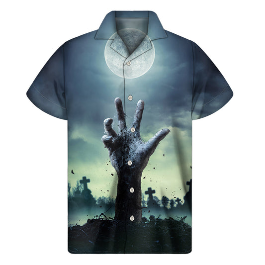Zombie Hand Rising Hawaiian Short Sleeve Shirt - 1